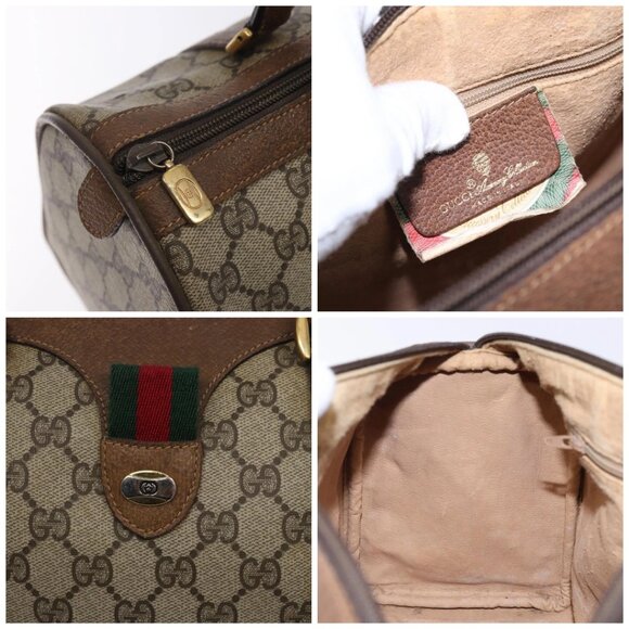 GUCCI GG Supreme Web Sherry Line Bag PVC Beige Red Green 39 02 007 Auth mr1490 - Picture 15 of 16